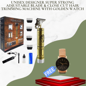 Unisex Designer Super Strong Adjustable Blade & Close Cut Hair Trimming Machine With Golden Watch @ Just Rs.599/-
